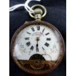 Small size plated crown wind Hebdomas visible movement 8 day pocket watch.