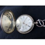 Hallmarked silver key wind full hunter pocket watch, London , date letter rubbed.