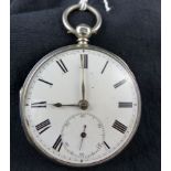 Hallmarked silver pocket watch. London 1864.