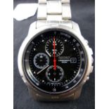Seiko 100M chronograph gents wristwatch on stainless steel bracelet.