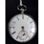 Hallmarked silver key wind pocket watch Birmingham 1875.