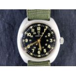 Hamilton American Military wristwatch GG~W~113, with full military issue details to reverse.