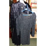 Ladies Art Deco style crushed velvet dress with sequined panel and bolero jacket and a ladies