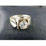 Sterling silver solitaire ring. Size P/Q.