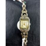 Ladies  Premex 15 jewels cocktail silver marcasite wristwatch