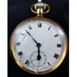 Tavannes gold plated crown wind pocket watch. Glass damaged.Working at lotting up.