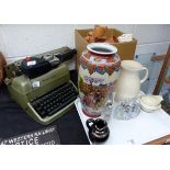 Large quantity of mixed items including vintage typewriter and Oriental vase
