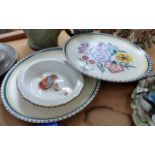 Two Poole plates and a Doulton Edward VII bowl