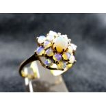 Vintage 9 ct gold opal flower ring. Size Q.