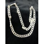 Sterling silver solid curb chain. L: 45 cm.