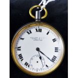 Gunmetal pocket watch lacking crown & glass.