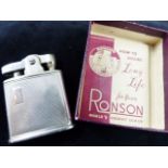 Ronson sterling silver lighter with original box & instructions.
