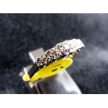 18 ct gold & platinum five diamond ring. Size M/N.