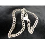 Sterling silver solid curb chain. L:48 cm.
