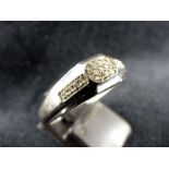 9 ct white gold diamond set ring. Size W.