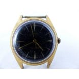 Oris black face gents wristwatch head. Working at lotting up.