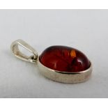 Sterling silver amber pendant