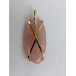 Rose quartz pendant drop with gold fitting