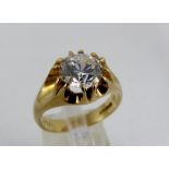 Gents 9ct gold ring with CZ solitaire, size T