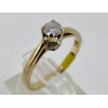 9ct gold fancy diamond solitaire ring with 0.25 of diamonds. Size N