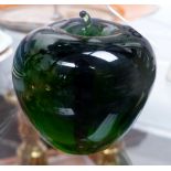 Small green glass decorative apple