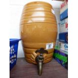 A glazed stoneware  barrel with spigot
