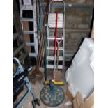 Quantity of mixed garden tools including set of aluminium ladders