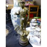 Spelter figurine of a farm worker