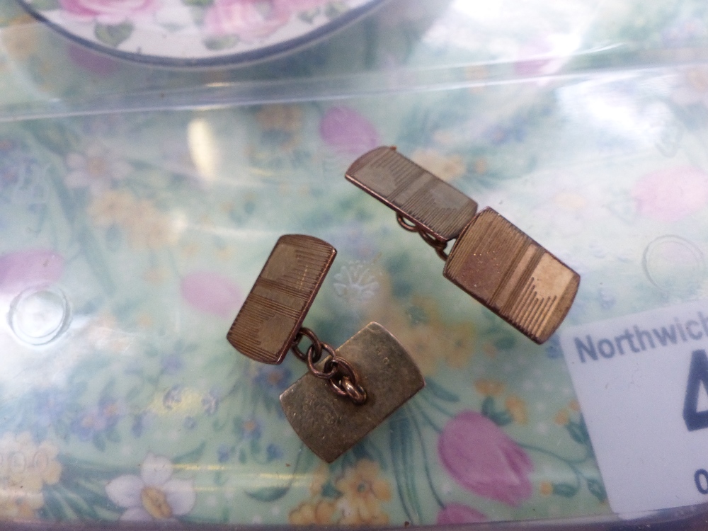 Pair of 14 ct gold front & back cufflinks