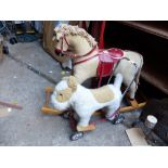 Childs rocking horse and stuffed dog walker