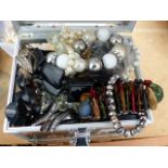 Modern jewellery box of mainly costume jewellery / beaded necklaces