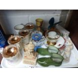 Tray of mainly mixed ceramics including a selection of glassware