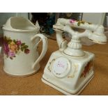 Ornate Cottage Rose home telephone and water bucket