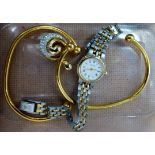 Ladies Accurist wristwatch, small M & S pendant and two bangles
