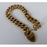 9 ct gold fancy bracelet with padlock clasp. 22.9g.