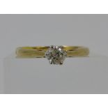 9ct gold 0.20ct diamond solitaire ring, size H