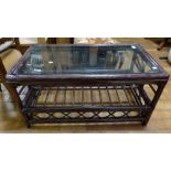 Cane two tier glazed conservatory coffee table