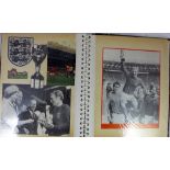 Football scrapbook containing items related to 1966 World Cup includes signature of manager and team