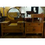 Edwardian washstand and dressing table with oval mirror