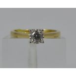 9ct gold 0.25ct diamond solitaire ring, size P/Q