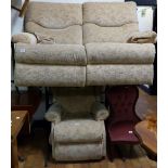 Two seater floral upholstered settee with matching electric riser recliner chair