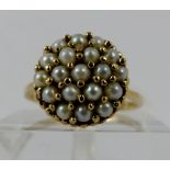 Vintage 9 ct gold seed pearl ring. Size O.