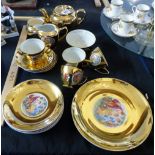 Gilt teaset by H & C, Czechoslovakia, seventeen pieces and matched teapot and sugar bowl by Sudlows