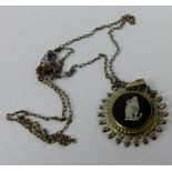 Boxed brown Wedgwood silver set pendant and chain.