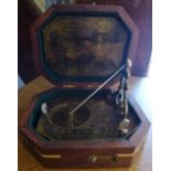 Cased sundial / compass brass in fitted case made by Cox of London