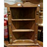 Pine wall hanging corner unit, 74 x 57cm