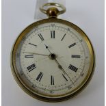 White metal open face key wind pocket watch.