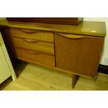 G ~ Plan? teak sideboard with three drawers and two cupboards, L 153cm