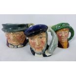 Three miniature Royal Doulton character jugs, Captain Ahab, Arriet and Tony Weller, H 5cm