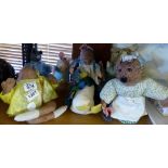 Eight handmade Beatrix Potter fabric animals, Benjamin Bunny, Mrs Tiggywinkle, Jeremy Fisher etc